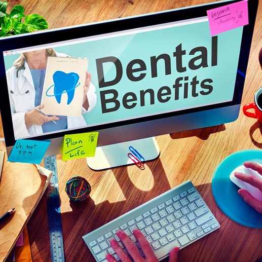 Dental benefits information on computer screen